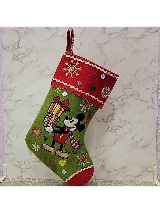 Disney Other - Mickey Mouse Stocking Green Felt Disney Store Retired Embroidered Christmas